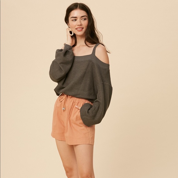 NWT Waffle Cold Shoulder Top - Picture 1 of 6